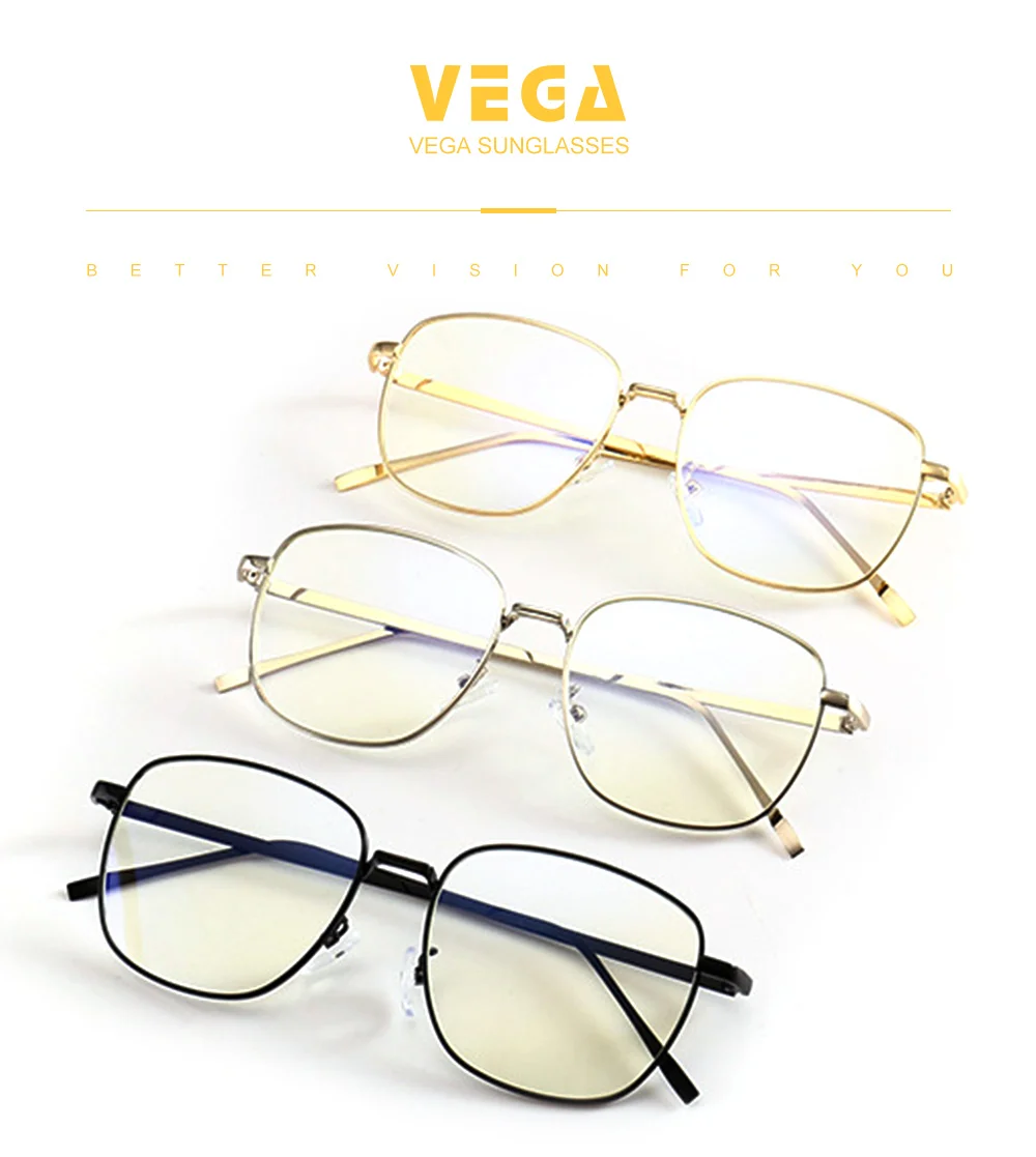 VG238 VEGA Eyeglasses Frames Square Fashionable Glasses Frame women men Alloy Opital Spectacle Frame Clear Lens 238 (2)