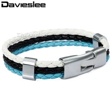 Кожаный браслет Davieslee цвета флага, болгарийский мужской и женский браслет ручной работы " 20 см DLB277