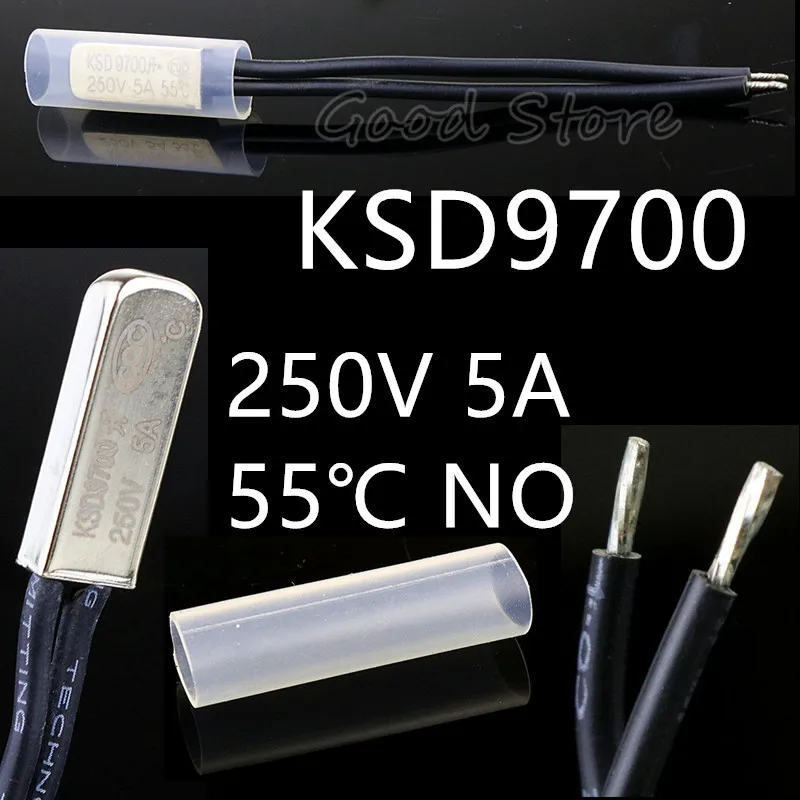 5 шт. без KSD9700 250V 5A 40~ 155 градусов биметаллический дисковый Температура переключателя нормально открытый термостат Термальность протектор - Цвет: 55 Degree Celsius