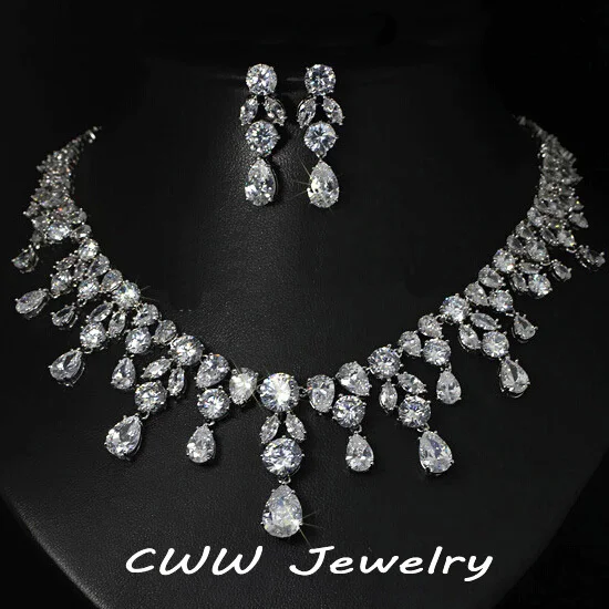 Cwwzircons Luxury Wedding Jewellery Nigerian Design Cubic Zirconia Cwwzircons Luxury Wedding Jewellery Nigerian Design Cubic Zirconia Large Bridal Choker Necklace Earrings Sets For Women T152 In Jewelry From