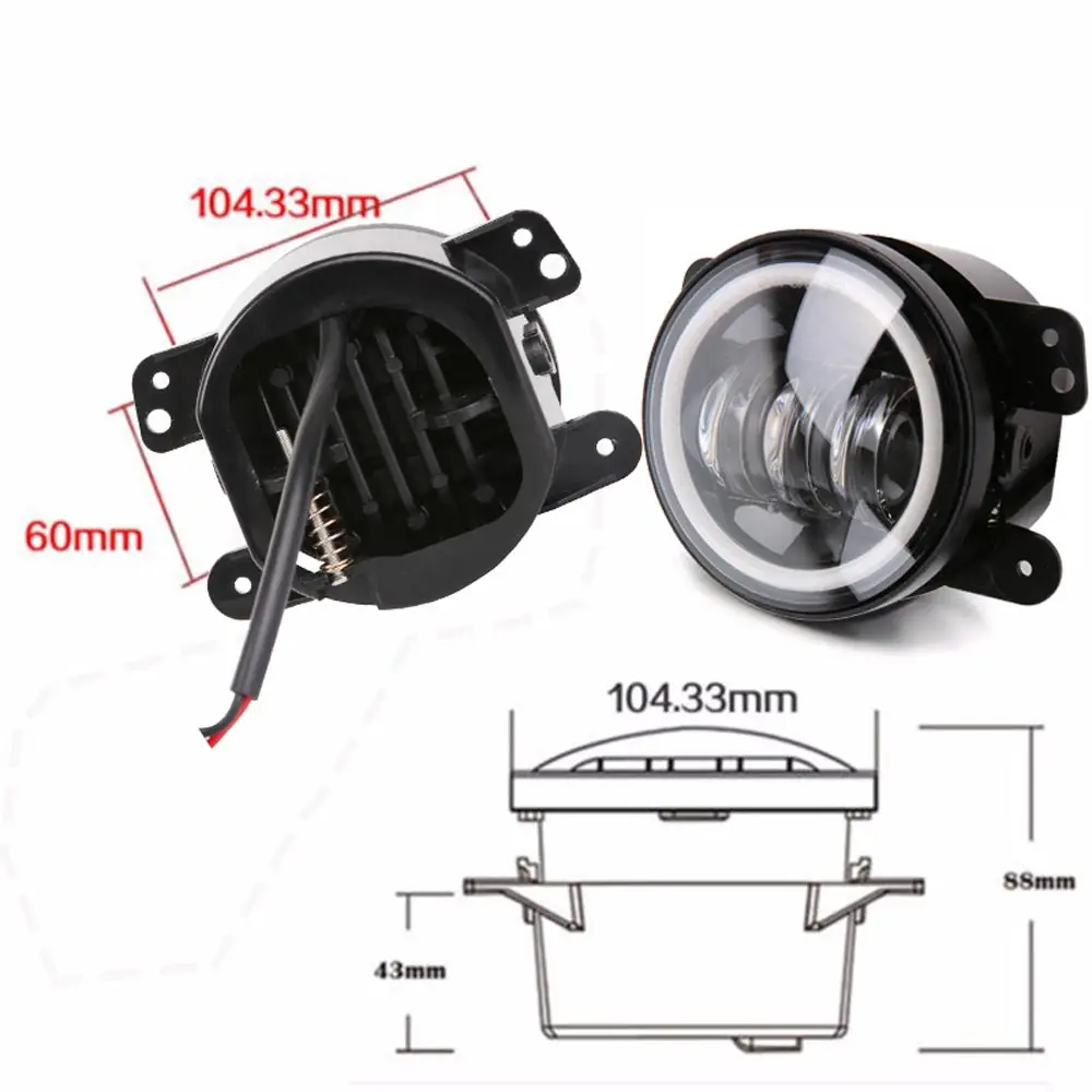 4 дюймовые круглые светодиодные противотуманные светильник головной светильник 30 Вт объектив проектора с Halo DRL лампа для бездорожья Jeep Wrangler Jk Dodge hummer H1