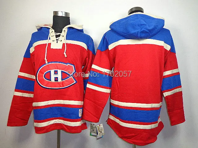 Men hockey hoodie jerseys Montreal Canadiens blank red sweatshirt hooded mix order stitched logos | Спорт и развлечения