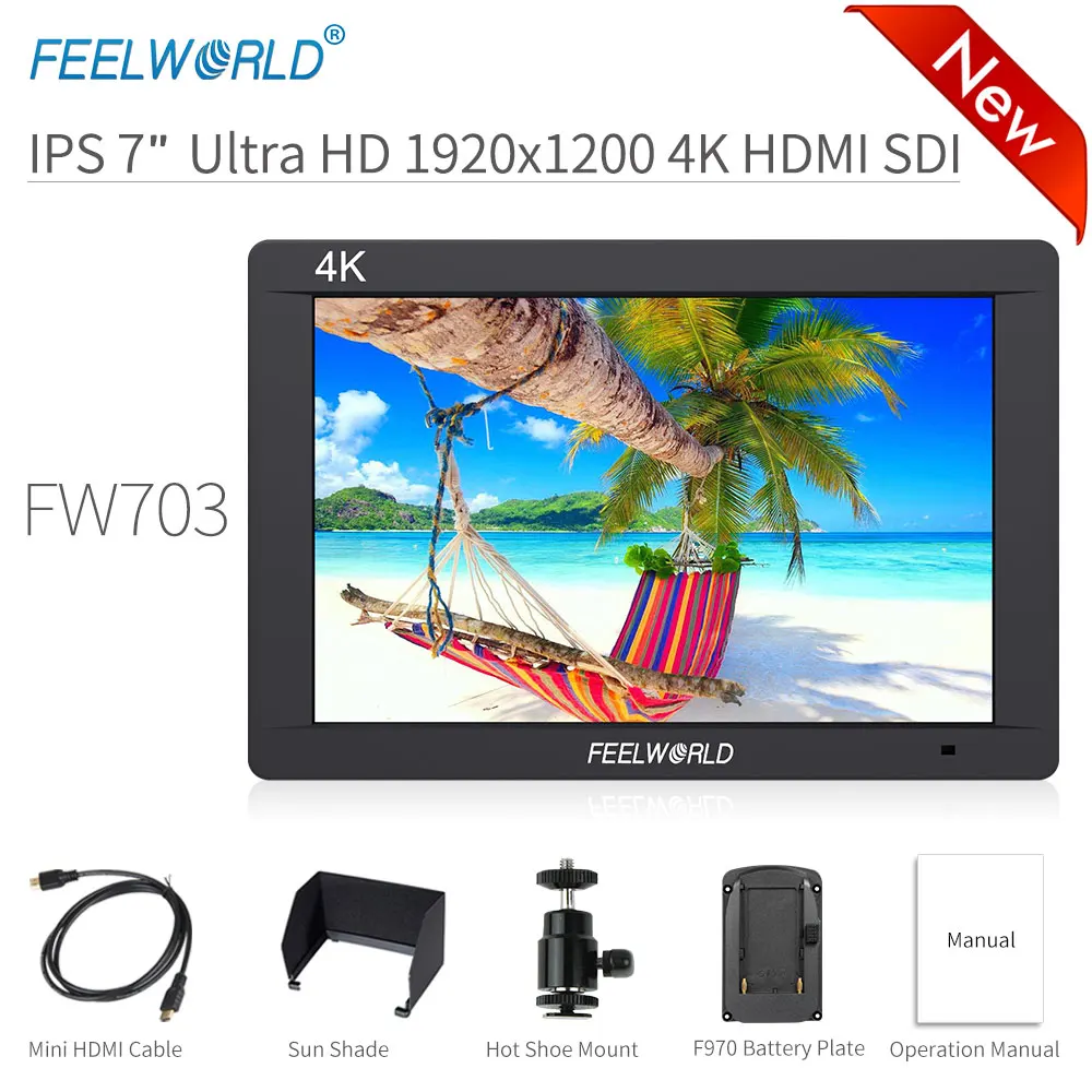Монитор Feelworld FW703 с 7 дюймовым экраном камера DSLR поле Full HD видео помощник 1920x1200 IPS 4K