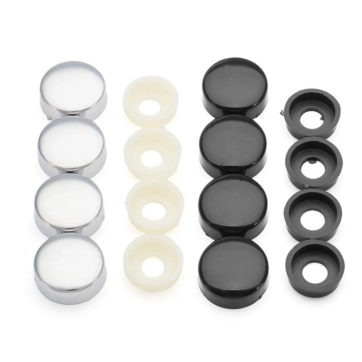 

4pcs ABS Chrome License Plate Frame Screw Nut Caps with Bolt Cover Set For Truck Car