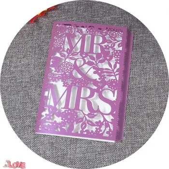 

10Pcs Romantic Elegant MR&MRS Pattern Wedding Invitation Card Happy Birthday Party Invitation Laser Cut Vintage Invitation 6ZH11