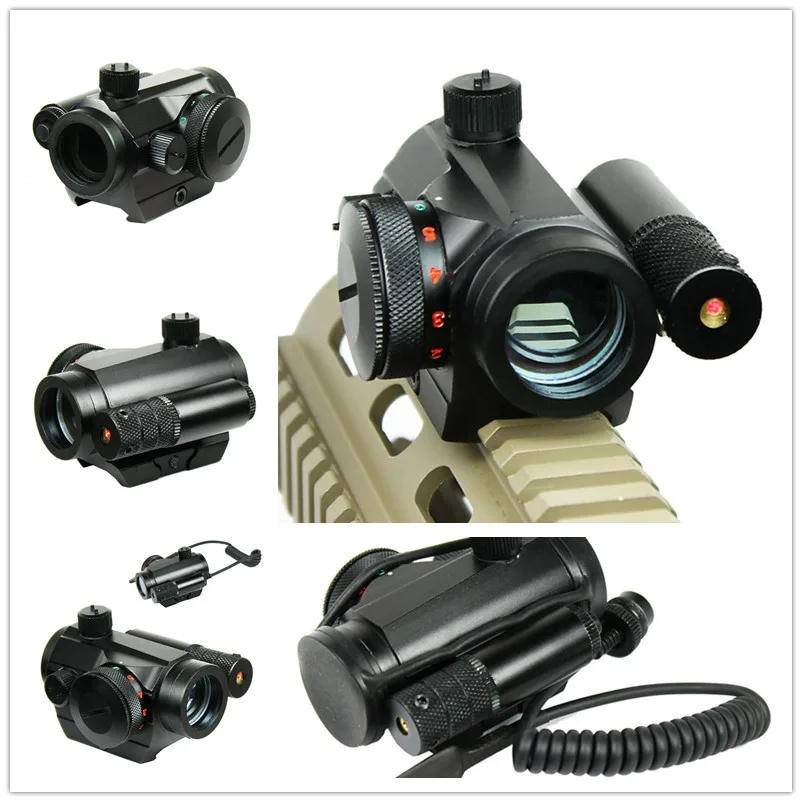 

Tactical Rifle Airsoft Hunting Reflex Green / Red Dot Sight Scope & Laser Sight Combo with Rail Mount Tail switch