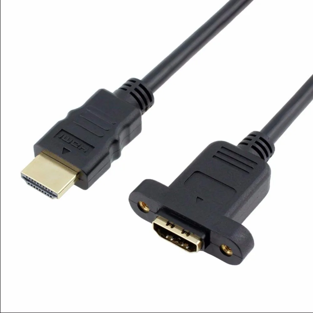 Удлинительный кабель, HDMI высокоскоростной HDMI мужчин и женщин удлинитель кабель Шнур HDMI удлинитель с винтовой гайкой для крепления на панель-позолоченный