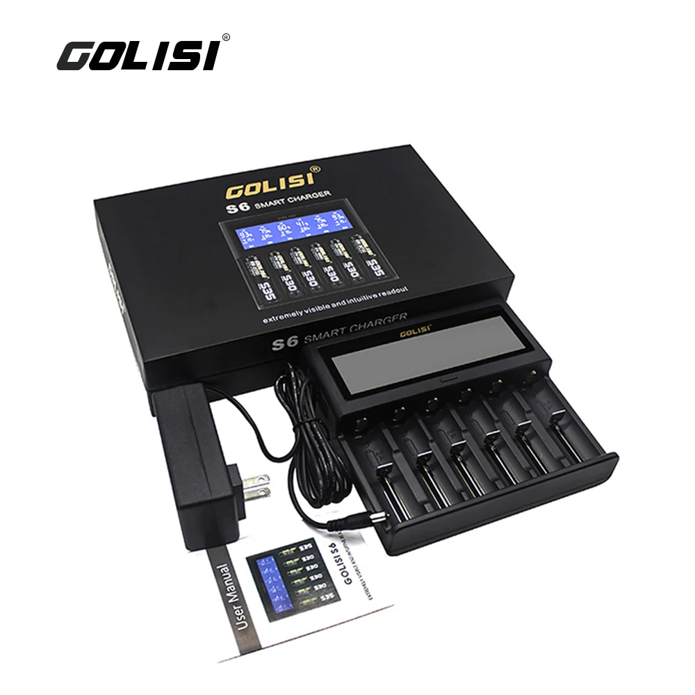 

Original Golisi S6 Battery Charger 0.5A/1A/2A Smart Battery Charger LCD Rechargeable Ni-mh/ Ni-cd/Li-ion Charger