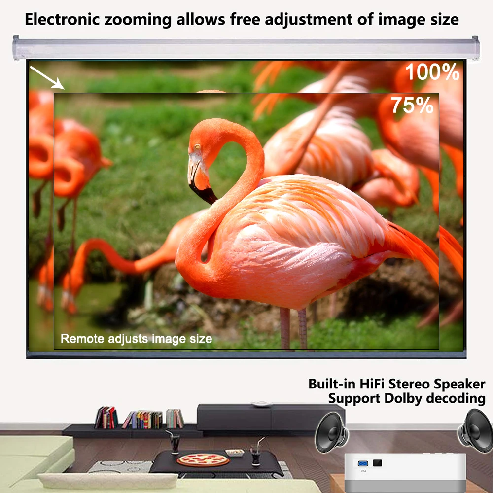 Salange H3 Портативный проектор 720P 200 ANSI люмен видео HD светодиодный мини с HDMI USB для