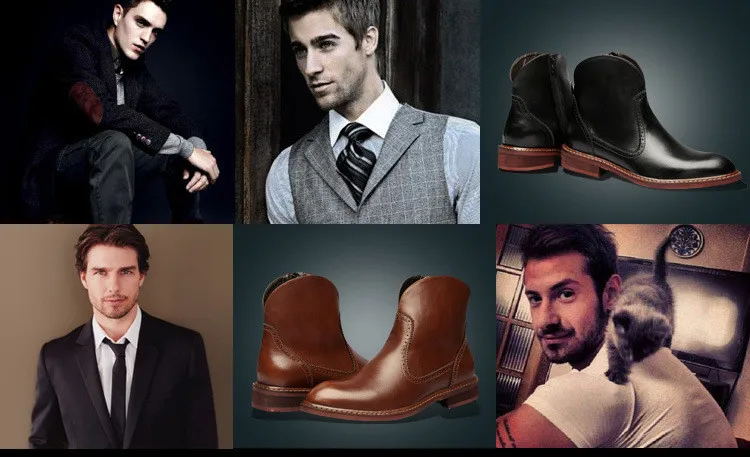 Мужские ботинки челси в британском стиле; ботинки из натуральной кожи; сезон весна-осень; мужские ботильоны с острым носком; кожаные ботинки; 061