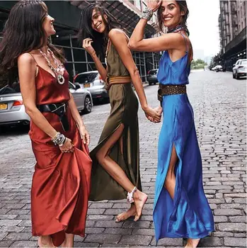 

Sexy Halter Top Dress With Slit