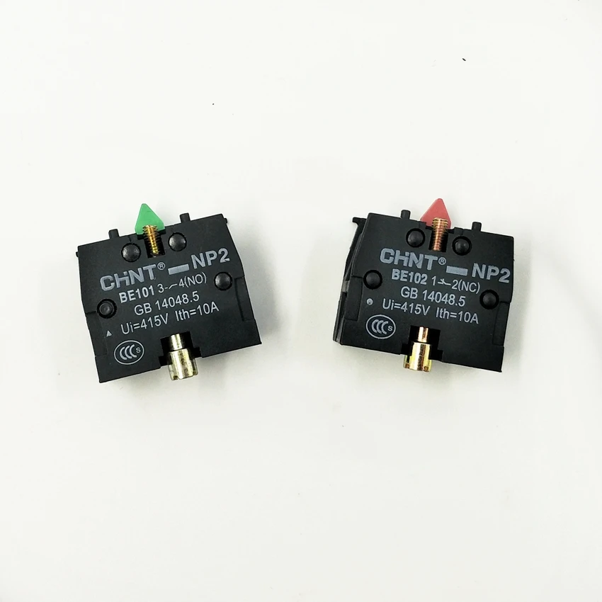 

10PCS/LOT Original CHINT Button Switch Contact Block Normal Open NP2-BE103 NO Normal Close NP2-102 NC