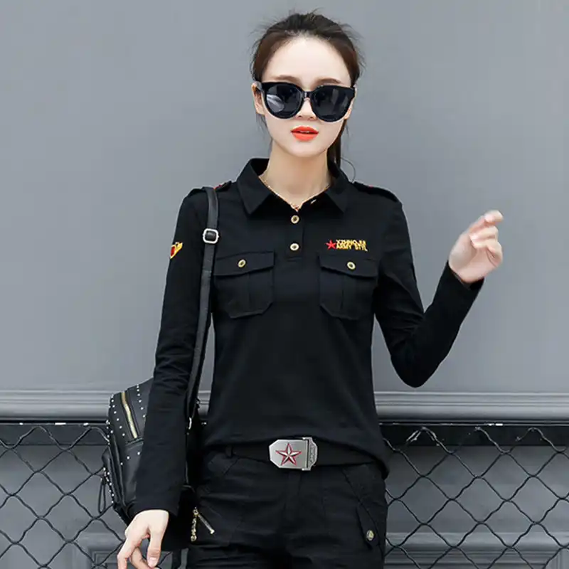 Black military shirt womens Clearance