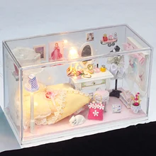 Кукольные домики подарок на день рождения 3D Деревянный кукольный домик кукольный дом Миниатюрный Мебель для детей игрушки ручной работы DIY Кукольный дом