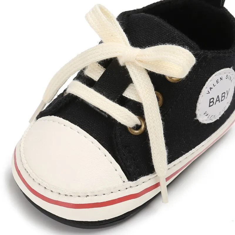 Newborn Baby Solid Patchwork Toddler Shoes Girls Boys Canvas Soft Soled Non-Slip Active Shoes First Walkers