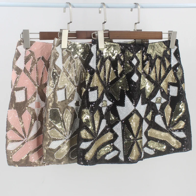 

Women's Fashion Party Skirts 2018 Spring Summer New Arrival Heavy Sequins All-match Basic Skirt Women Streetwear Harajuku