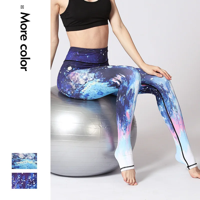 

Yoga Pants 2019 Sport Trousers Women Sports Leggings For Fitness Sexy Gym Clothes Print Full Length Elastic Waist High Waist New