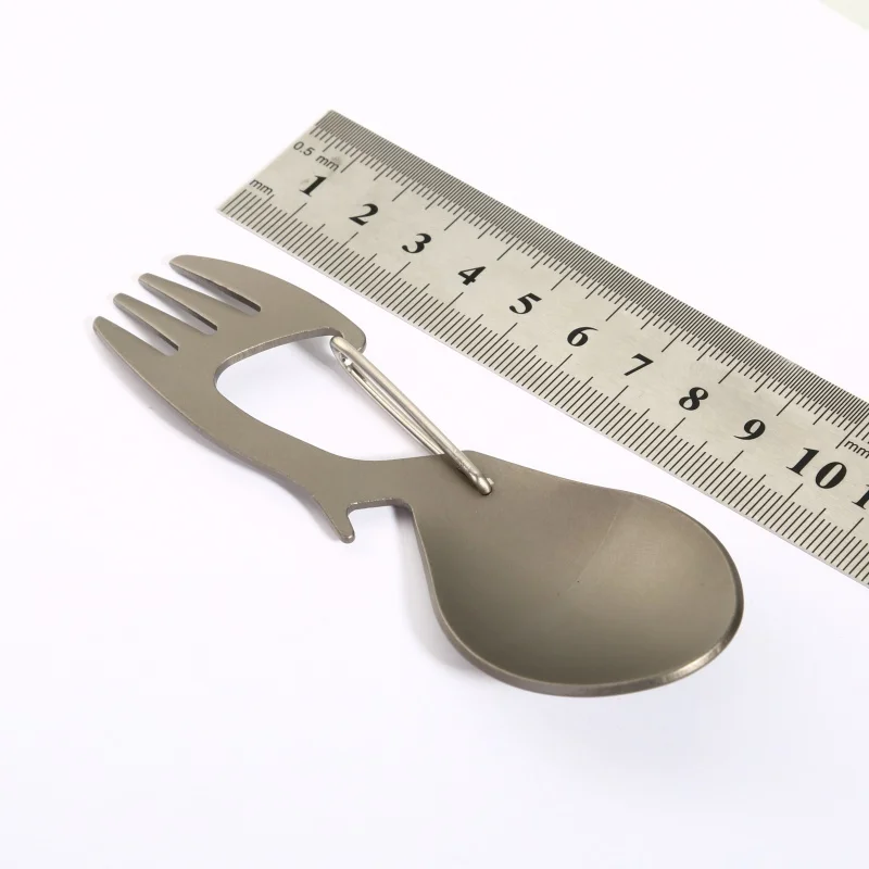 

Outdoor Picnic titanium Spoon Tableware Camping Titanium Fork Ultralight Pure Titanium Spork Useful