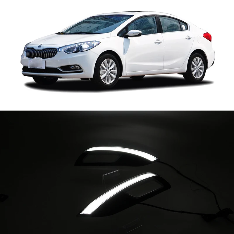 

Car Flashing 1 Set Super Bright Car Styling DRL Daytime Running Light Fog Lamp with Turn Signals For KIA K3 2012 2013 2014 2015