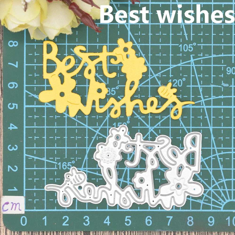 

Best Wishes Letter Metal Cutting Dies Words for Scrapbooking Album Festival Card Making Paper Embossing Die Cuts
