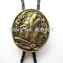 Розничная старинное античное Латунное западное волчье овальное свадебное ожерелье Галстук боло BOLOTIE-WT013AB Новое