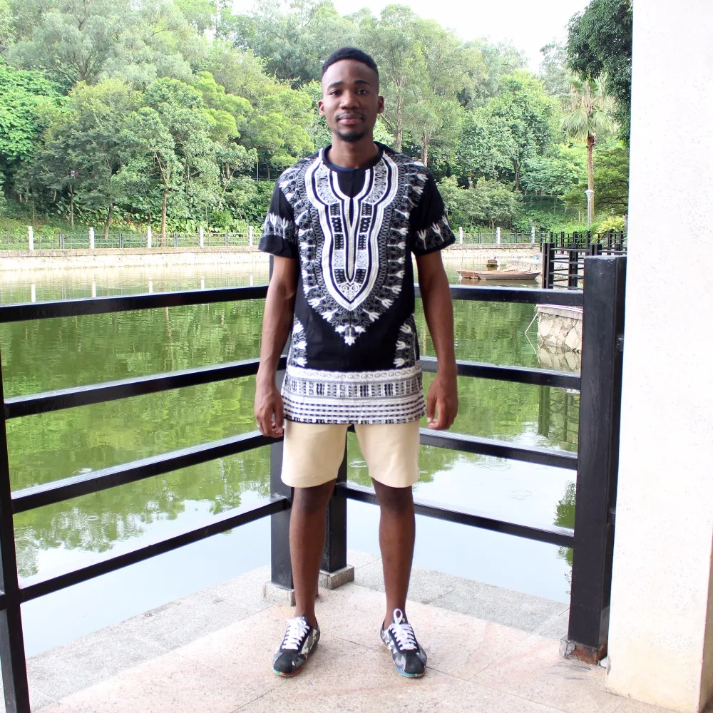 Dashiki T-shirt 2017 African Men Traditional Print Dashiki Short Sleeve Bazin Riche T-shirt Clothing African Cotton Tops For Man african dress style