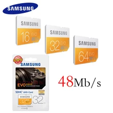 SAMSUNG SD Card 16G 32G 64G 48M/s C10 UHS-I EVO Memory Card Class 10 Flash Card for Digital Cameras