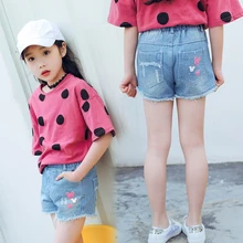 Джинсовые шорты для девочек; сезон лето; тонкая секция; Новинка года; корейская детская одежда; детские джинсовые шорты