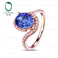 CaiMao 18KT/750 розовое золото 2,12 ct натуральный если Синий танзанит AAA 0,29 ct полный огранки обручение Драгоценное кольцо ювелирные изделия