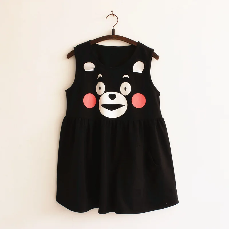 Coshome Cute Japanese Anime Kumamon Vest Dress Cosplay Costume Long Dress Lovely Cartoon Bear Girls Black Dress (5)