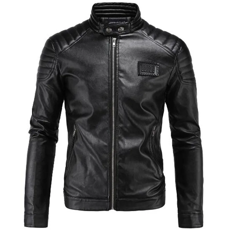 Nuevo Retro Vintage motocicleta chaquetas hombres pu chaqueta de cuero del motorista punky Delgado cuero de imitación clásica viento moto chaqueta