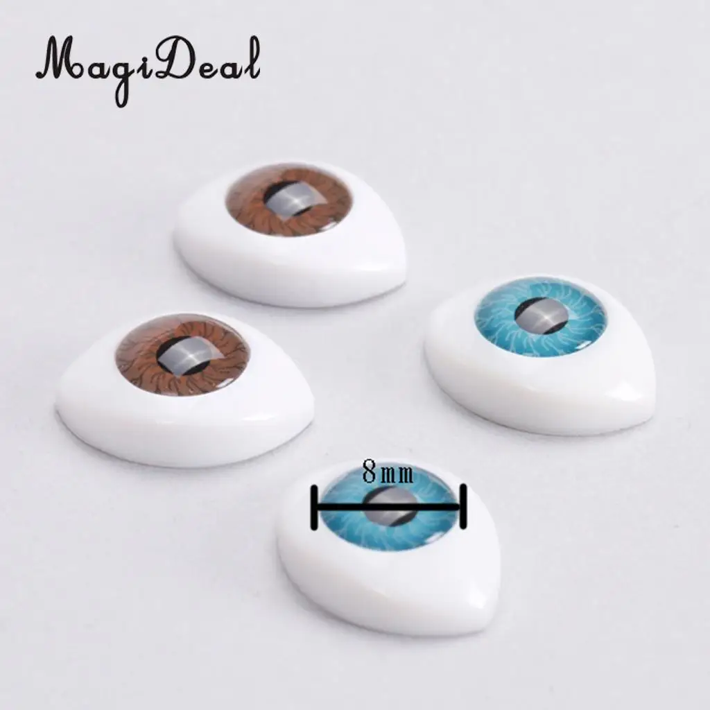 MagiDeal 4 Color 8Pcs Plastic Oval Hollow Back Plastic Eyes for Doll Animal Puppet Mask DIY Craft Toys Accessory 8mm