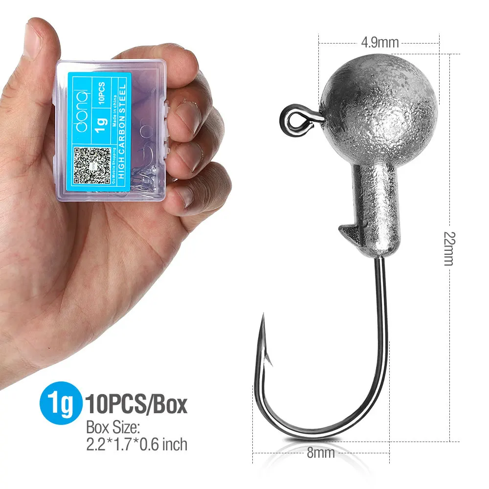 1g DONQL 10 шт./кор. Lead Jig Head рыболовный крючок кривошипно Jig Head крюк для ловли карпа рыболовные приманки 1-20 г мягкий червь рыболовные снасти аксессуары - Цвет: 1g