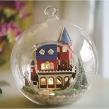 Замок мечты миниатюрный кукольный домик стекло DIY мини домой стеклянный шар рука кукольный дом со светодиодными огнями