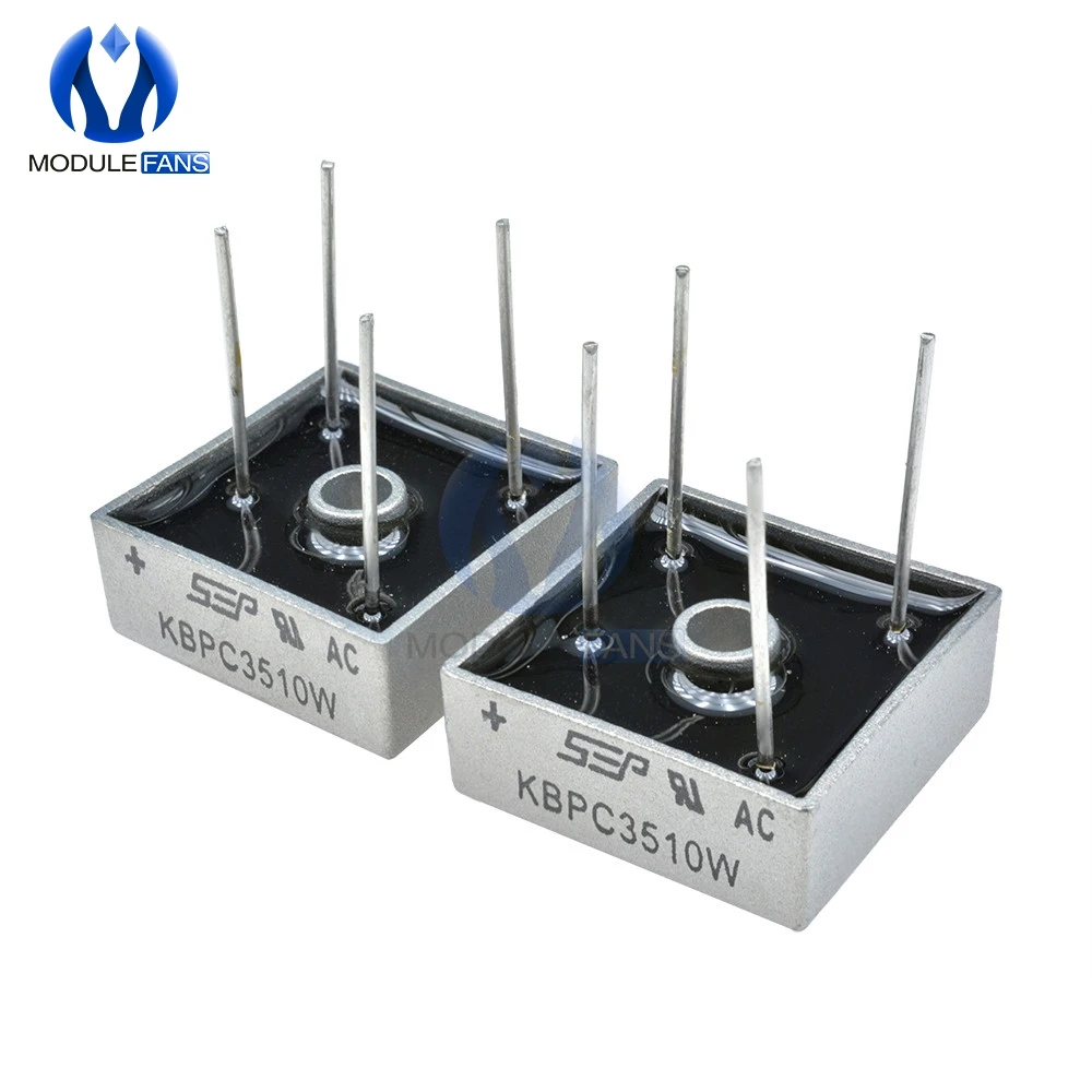 Diode Bridge Rectifier 5PCS Diode Bridge Rectifier KBPC3510W KBPC3510 35A 1000V 4Pin Bridge Rectifier High Frequency Medium Power DIY Electronic