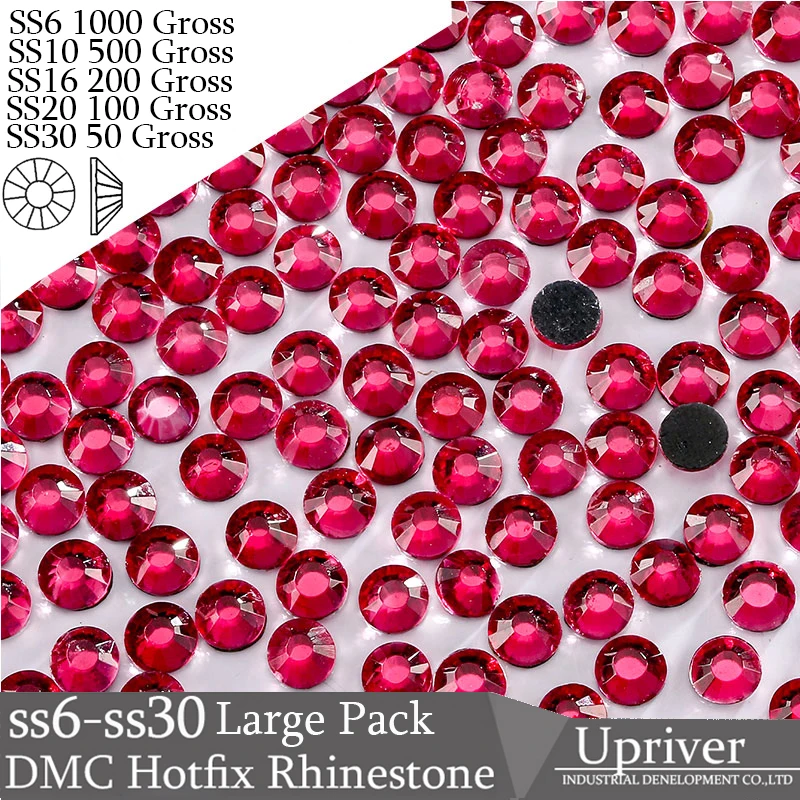 

Upriver Wholesale Large Pack Bulk Packing ss6 - ss50 High Quality Shiny Stones Fuchsia Hotfix Rhinestones For Dress Garment Bag