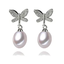 SNH AAA 8-9 мм серьги из стерлингового серебра с натуральным пресноводным жемчугом подлинный культурный AAA перламутр ювелирные изделия серьги для женщин