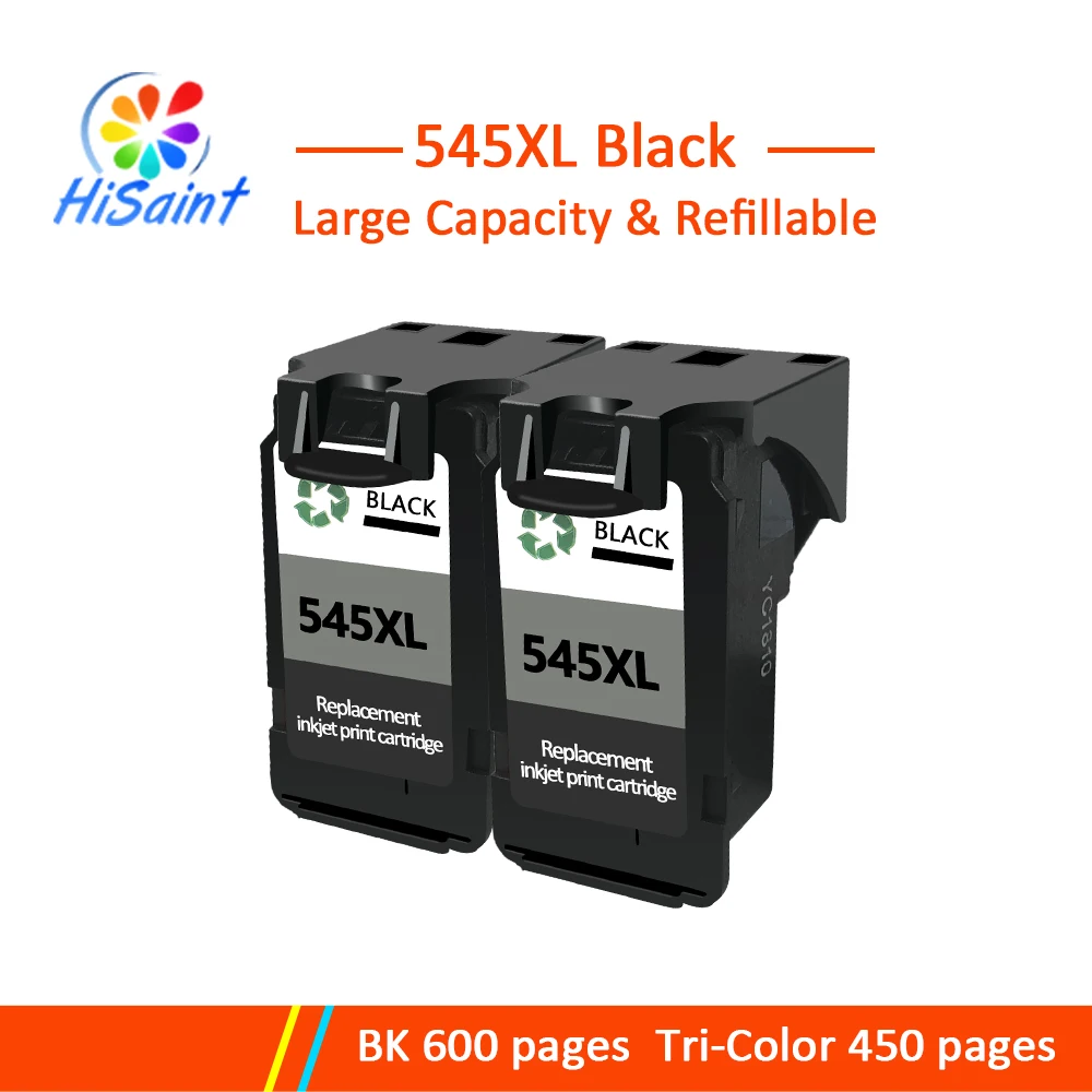 

Hisaint 2 pcs black Compatible 545XL 545 XL Cartridge Replace for Canon PG545 PG-545 PG 545 for Pixma MX495 MG3050 2550 2450 25