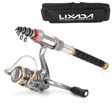 Lixada telescópica vara de pesca de carbono carretel + saco de pesca combo kit completo molinete de pesca de fiação 1.5-2.7m vara conjunto vara de pólo de pesca