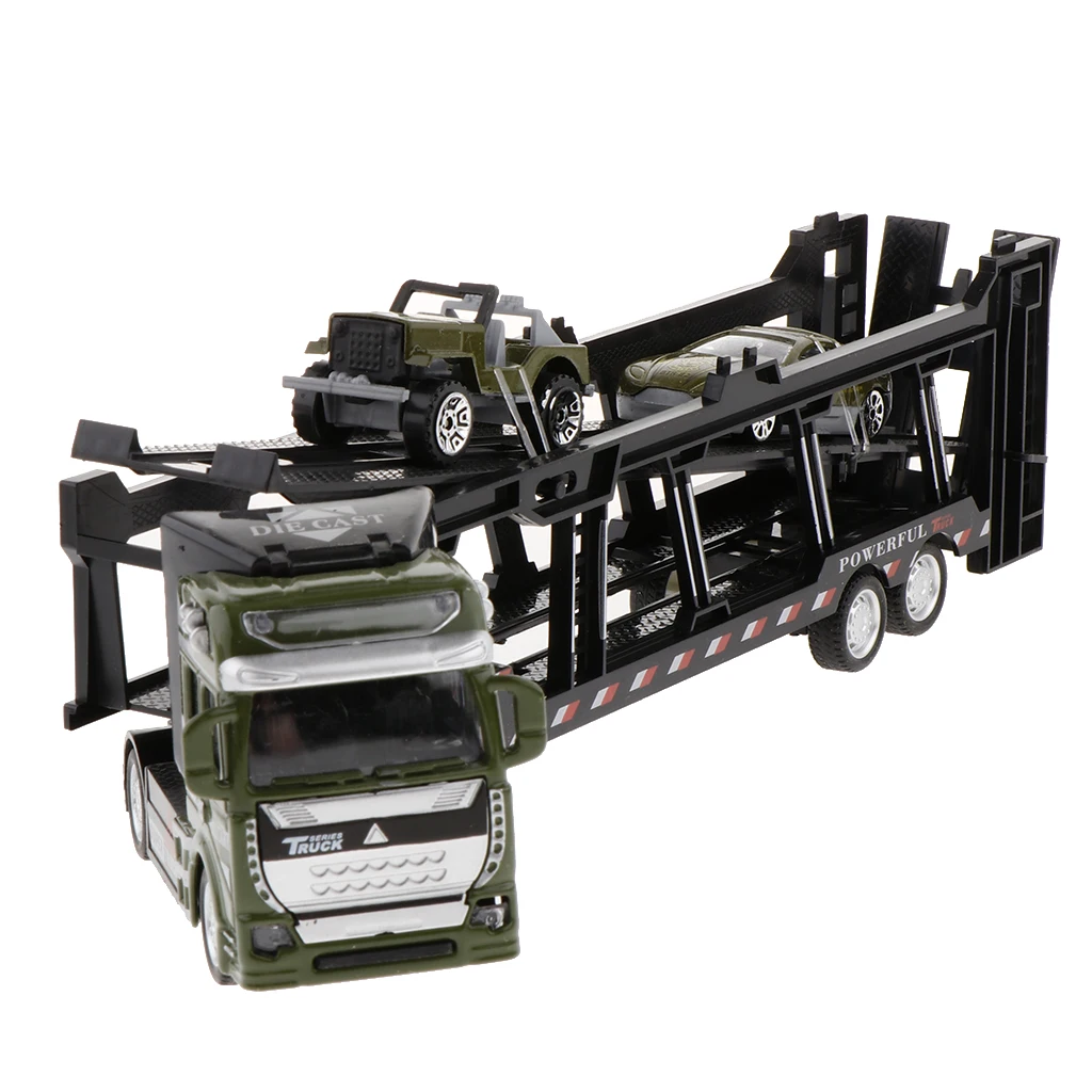 Mini Alloy Carrier Truck Toy Friction Powered Transport Car for Kids Toddler (Inclueds 2 Cars)
