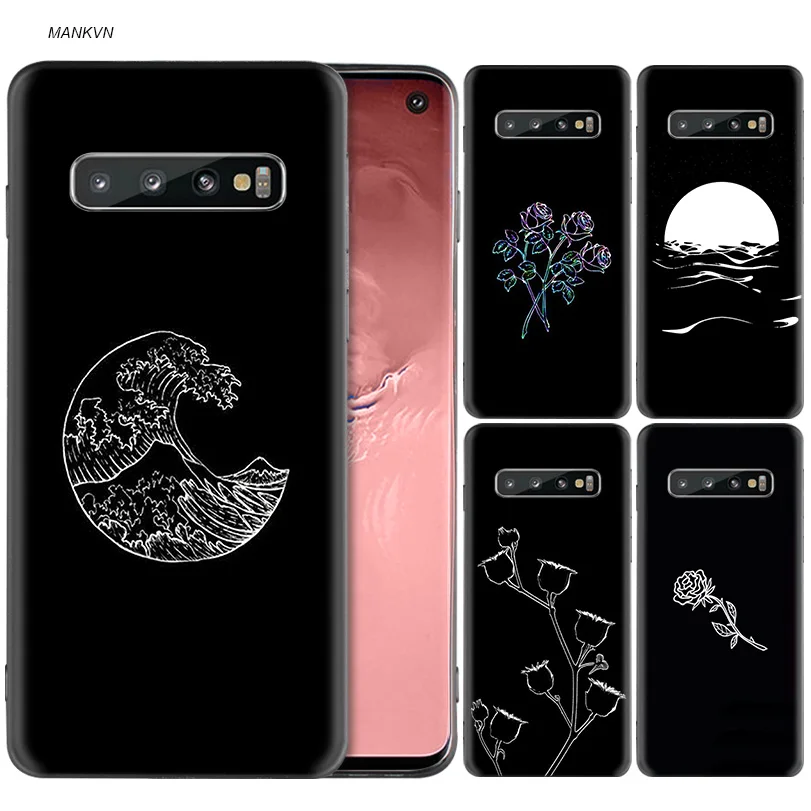 

Abstract Line Face art dark Back Case For Samsung Galaxy S8 S9 S10 Plus A50 A30 M30 M20 A6 A8 J4 J6 2018 Note 9 8 Black Cover