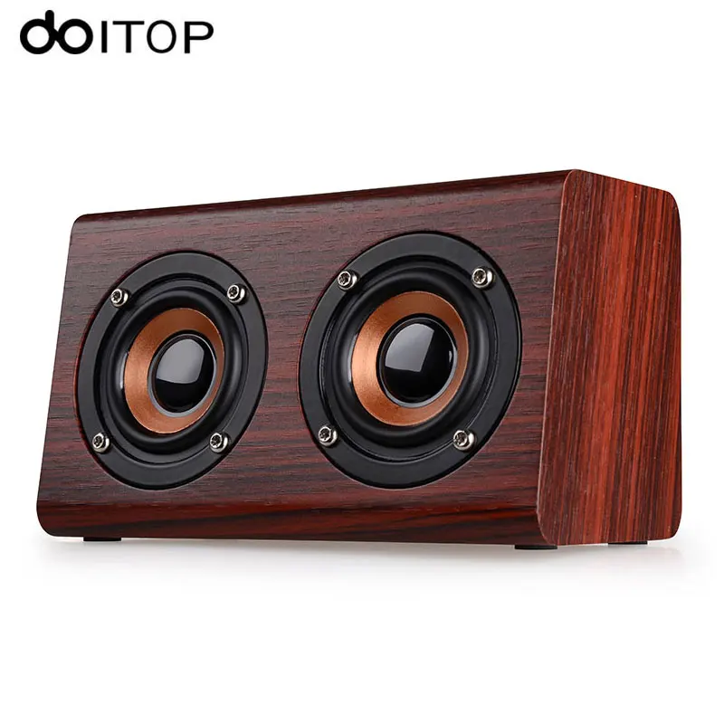 DOITOP дерево W7 Bluetooth динамик 3D объемный двойной громкий динамик s стерео HiFi сабвуфер беспроводной динамик ручной звонок TF карта