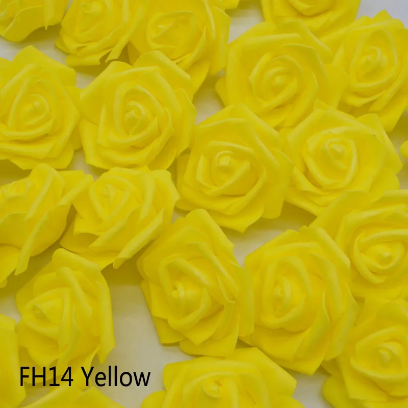 20pcs/Lot 6cm PE Foam Big Rose Flower Head Artificial Flowers Wedding Decorations DIY Scrapbooking Wreath Home Decor Crafts - Цвет: FH14 Yellow