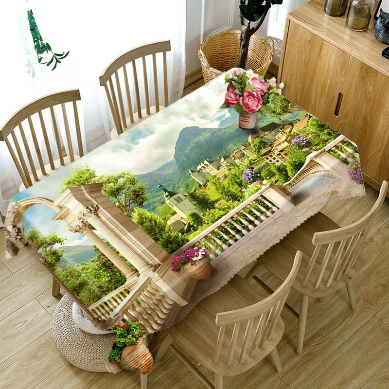 Home Decorative Luxury 3D Tablecloth Waterproof Coffee Dinner Party