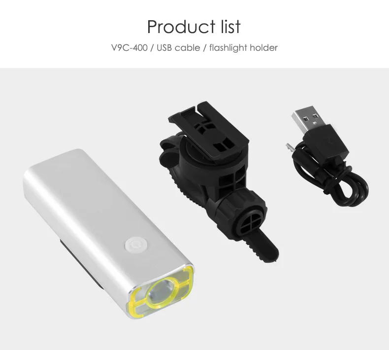 Perfect Gaciron 400Lm USB Rechargeable Bicycle Front Light 18650 Battery LED MTB Handlebar Flashlight Cycling Road Bike Headlight Torch 13