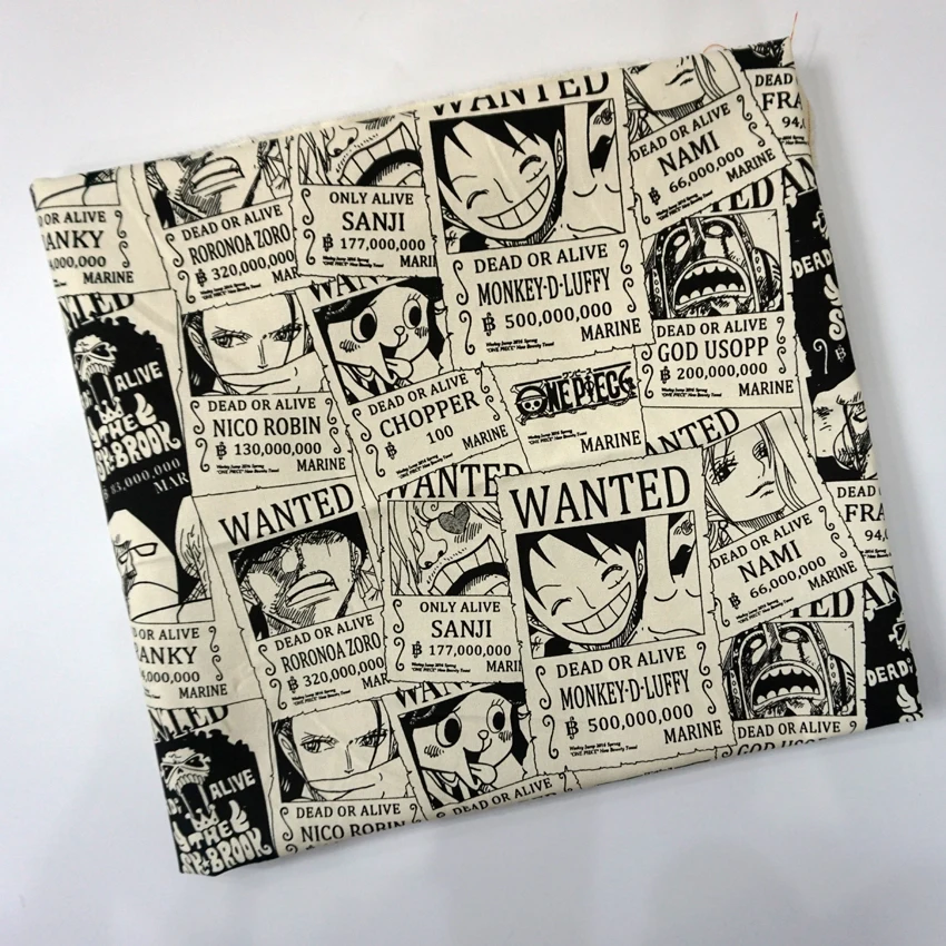 

One Piece Dead Of Alive Chopper Luffy Patchwork Cotton Canvas Fabric Sewing Bag Pillow Diy Tablecloth Curtain Sofa 91cm*145cm