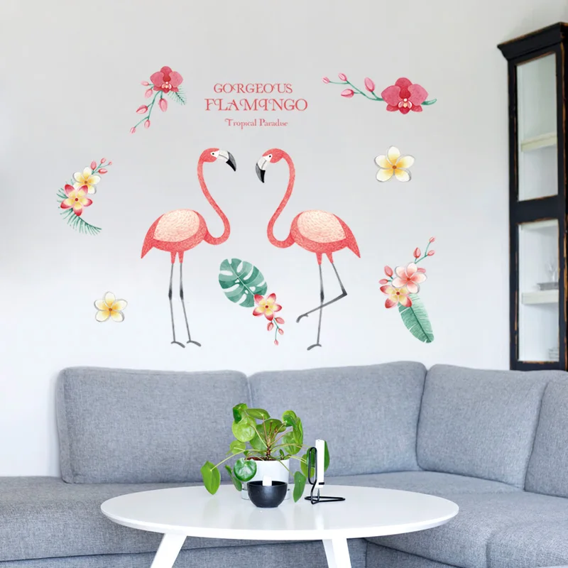 

Cartoon Flamingo Bedroom Living Room Removable Vinyl Wall Stickers Decor Art Self adhesive Decals Mural Wall Poster dc12