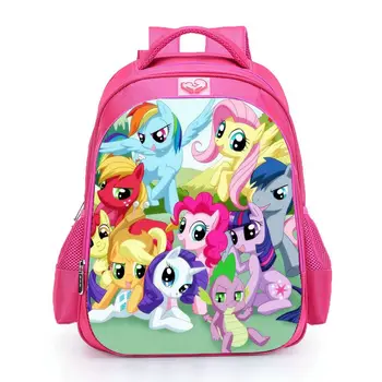 

2019 Pink My Little Pony Schoolbag Kids 16 inch Pupil Unicorn School bag for Teenager Girls Casual Travel bagpack day pack