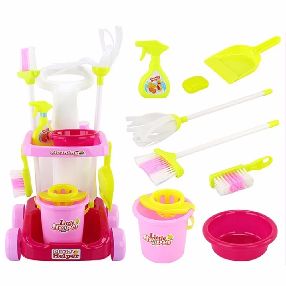Simulation Children Clean Toys Cleaning Sweep The Floor Bucket Mop Girl