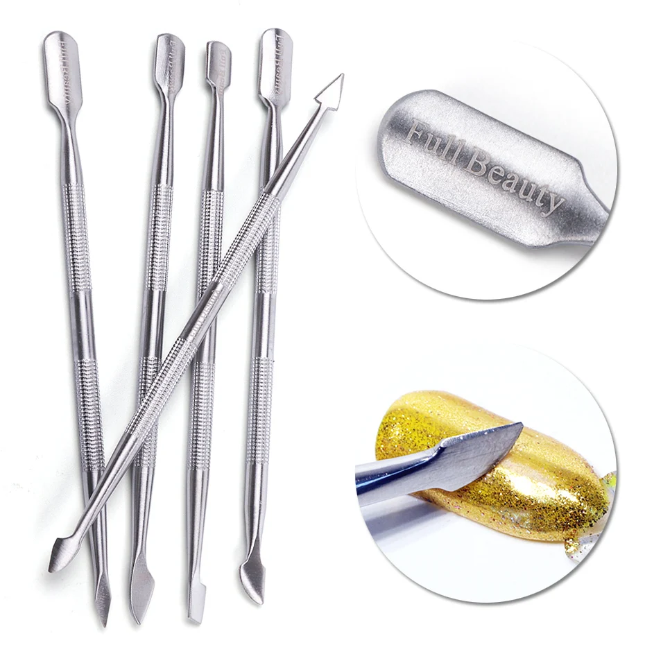 

1pcs Cuticle Nail Pusher Spoon UV Gel Cuticle Remover Stainless Steel Nail Art Stick For Manicure Dead Skin Care Nail Tool JIA63
